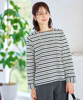 スクエアネック ボーダー プルオーバー　