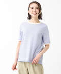 スノーコットン 鹿の子ボーダー Tシャツ【接触冷感】