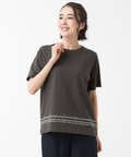 裾刺繍 スラブ天竺 Tシャツ