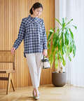フロント切り替え チェック柄 チュニック【オンラインショップ・一部店舗限定】
