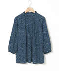 小花柄プリント フリル襟 ブラウス
