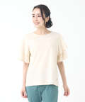 スラブ天竺 フリルスリーブ Tシャツ