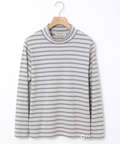 ボーダー ハイネック カットソー【ウガンダ オーガニック コットン】