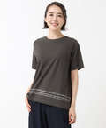 裾刺繍 スラブ天竺 Tシャツ