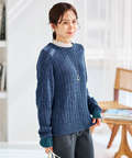 ウール ケーブルニット プルオーバー【手洗いOK】