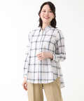 リネンブレンド チェック柄 チュニック