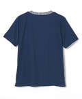 変形ネック ボーダーリブ Tシャツ