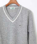 ウール 襟配色 Vネック ニット【手洗いOK】