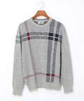 カシミヤブレンド チェック柄 ニット【手洗いOK】