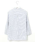 スノーコットン ストライプ 七分袖 シャツ【接触冷感】