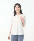 鹿の子 キーネックデザイン Tシャツ【UVカット】