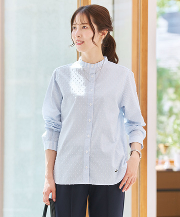 スタンドカラー カットドビー チュニック