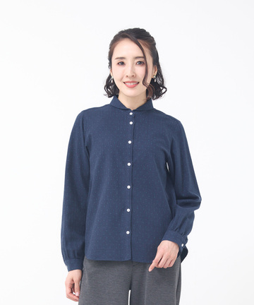 ドットドビー ショールカラー ブラウス