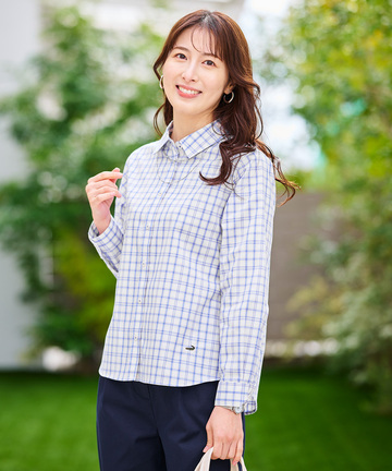 ノンアイロン チェック ブラウス【シワになりにくい】