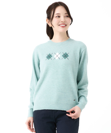 ウールブレンド アーガイル ニット【手洗いOK】