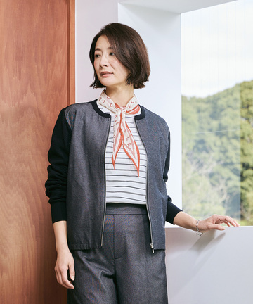 デニムライク ニットジャケット