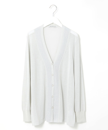 ラメ編み Vネックカーディガン【手洗いOK】