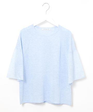 ギャザー切り替え シアー ニット