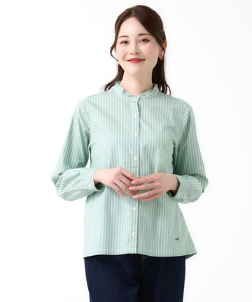 フリルカラー  ストライプ ブラウス