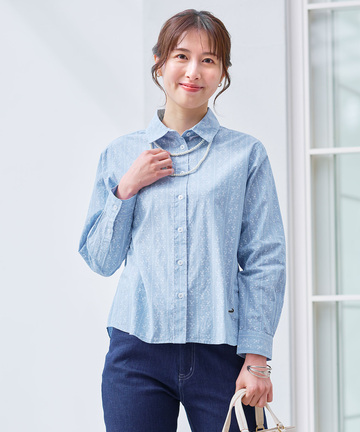 ダンガリー プリント ブラウス