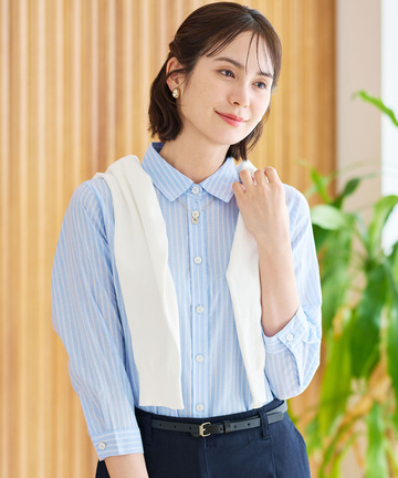 ノンアイロン ストライプ ブラウス