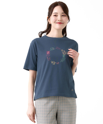 フラワーリース プリント  Tシャツ