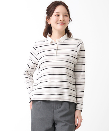 ボーダー 長袖 ポロシャツ