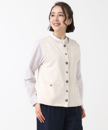 ミニ裏毛 ボタン ベスト
