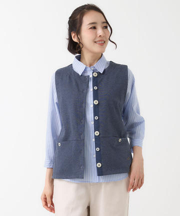 ミニ裏毛 ボタン ベスト