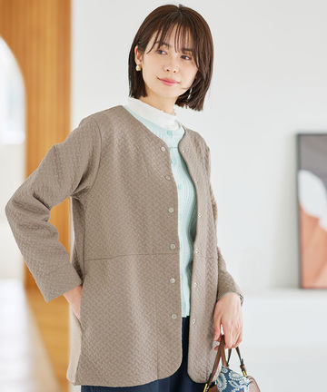 格子柄 ジャカード カーディガン