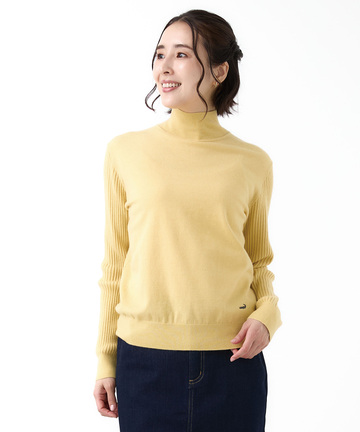 ウールブレンド アゼハイネック ニットカットソー【手洗いOK】