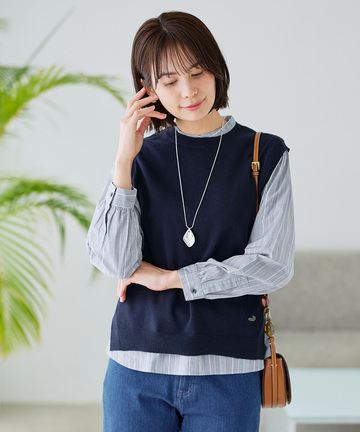 クルーネック ニット ベスト【手洗いOK】