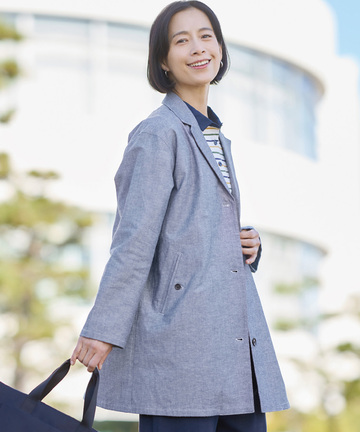 リネンブレンド ロング ジャケット