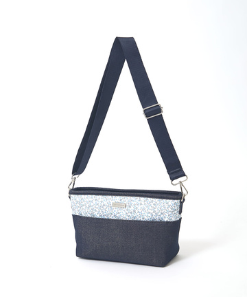 デニム風 小花柄 ショルダーバッグ