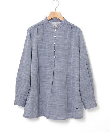 ダブルガーゼ バンドカラー チュニック