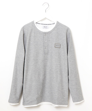 レイヤード風 ヘンリーネック Tシャツ