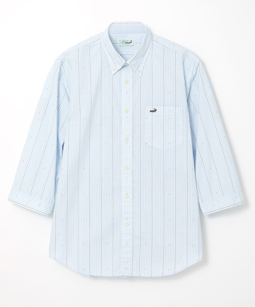 カットドビー ストライプ 七分丈 シャツ