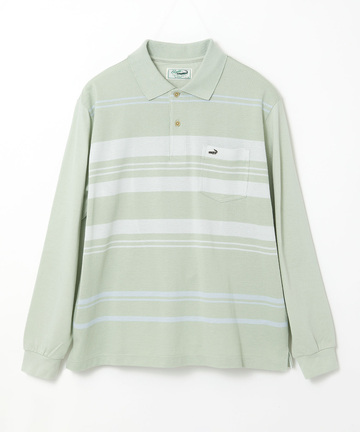 パネルボーダー 長袖ポロシャツ【日本製生地】