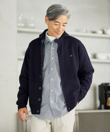 ウールブレンド 裏付き カーディガン