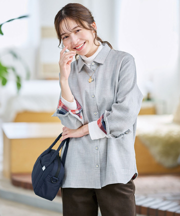 ポケット付き コットン 接結起毛  ブラウス