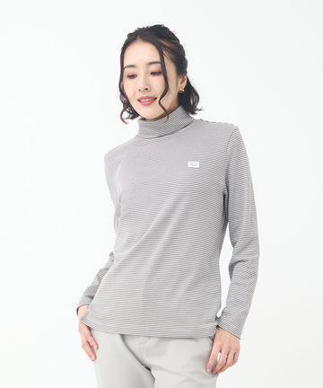 コットンスムースボーダー タートルネック カットソー