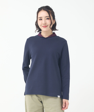  裏ボーダー ハイネック カットソー