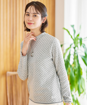 ドット柄 ジャカード カットソー