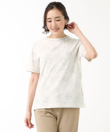 プレーティング天竺 花柄プリント Tシャツ【吸汗速乾】