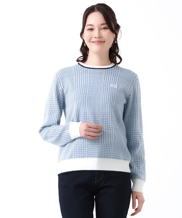 ウールブレンド 千鳥柄チェック 配色 ニット