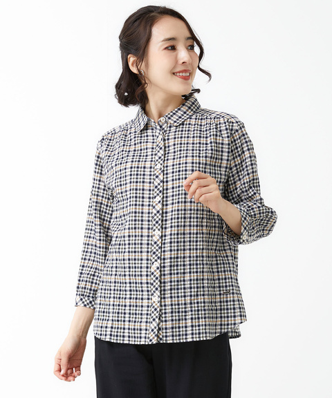 クロコダイルタータン 七分袖 ブラウス