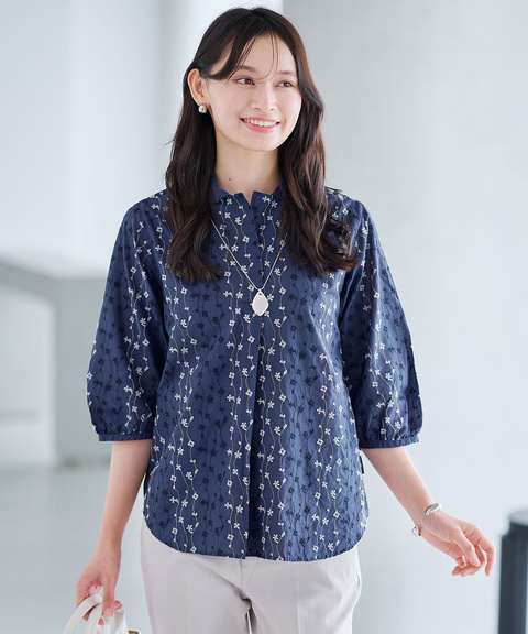刺繍 スキッパー ブラウス