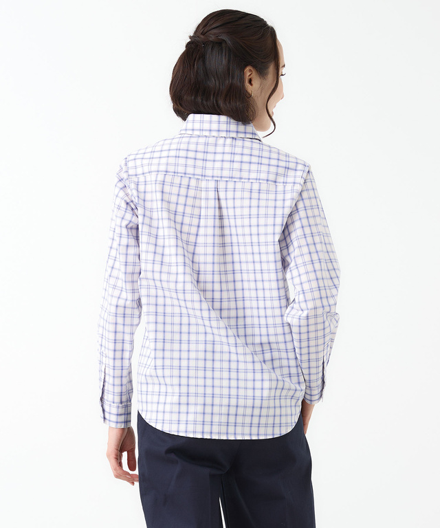 ノンアイロン チェック ブラウス【シワになりにくい】