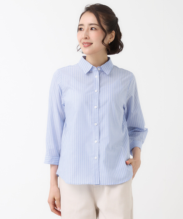 ノンアイロン ストライプ ブラウス