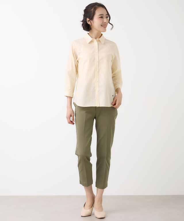 ノンアイロン ストライプ ブラウス